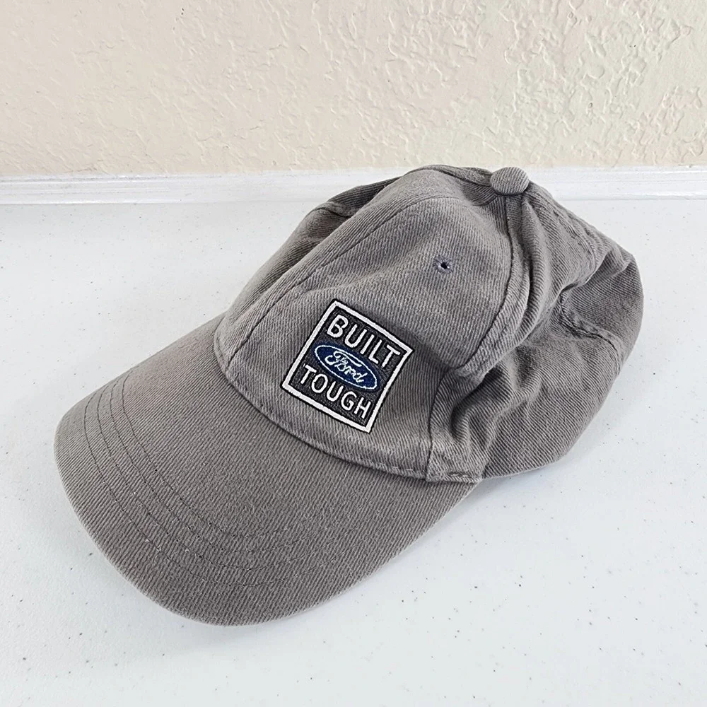 Built Ford Tough Logo Gray Adjustable Hat Vintage Dad Mom Workwear - Picture 4 of 10